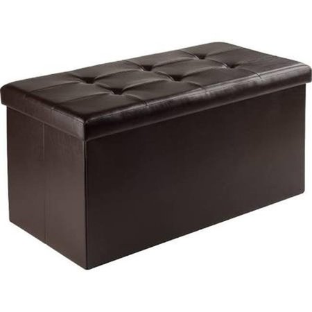 WINSOME TRADING Winsome Trading 92627 15 x 29.9 x 32.1 in. Ashford Ottoman with Storage Faux Leather; Espresso 92627